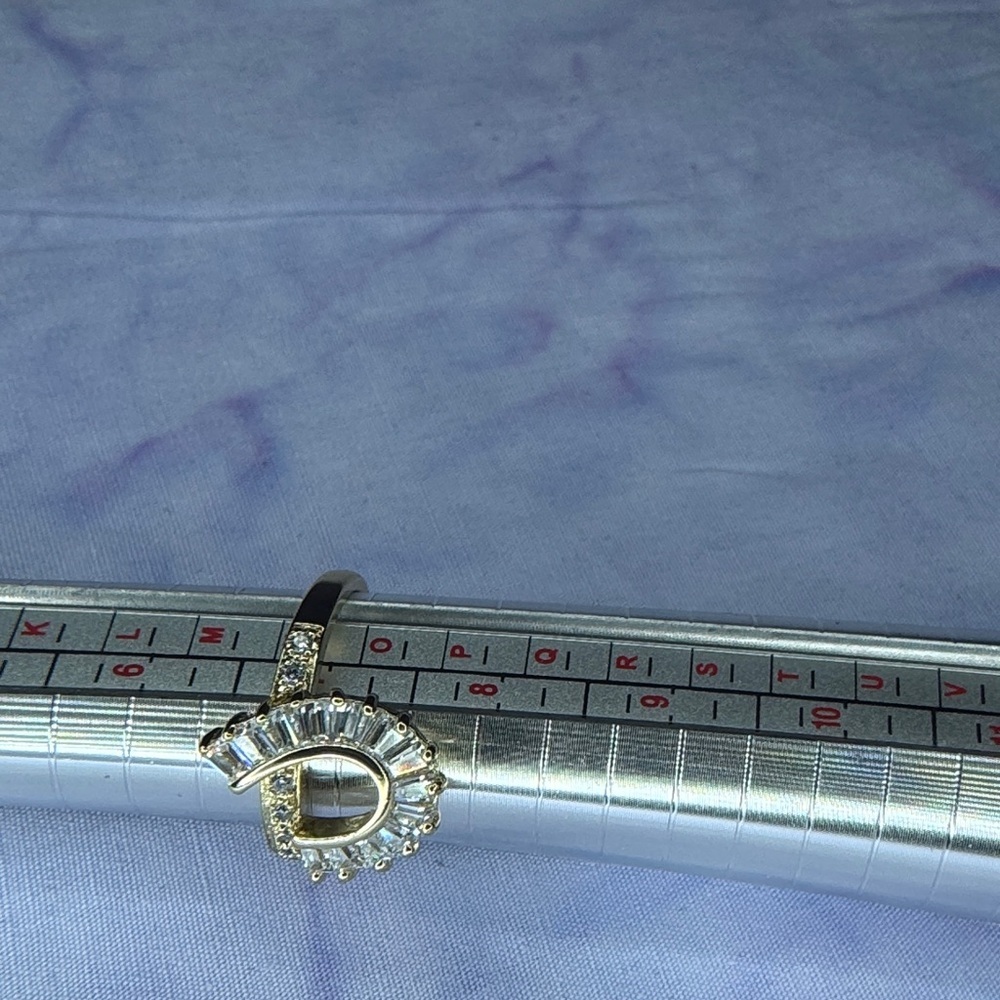 Gold-Tone Open Horseshoe Crystal Ring - Clear - Picture 2 of 2